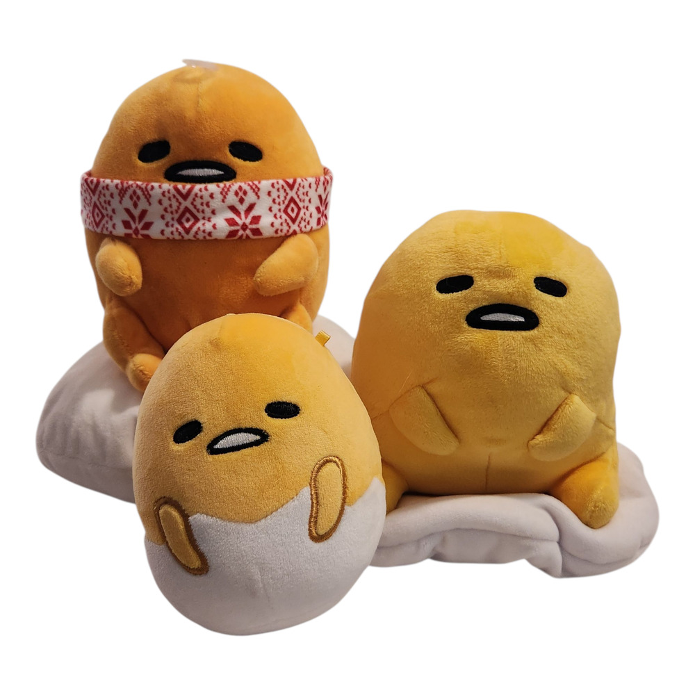 Lot‎ of 3 Gudetama The Lazy Egg Plush Sanrio Squishmallow